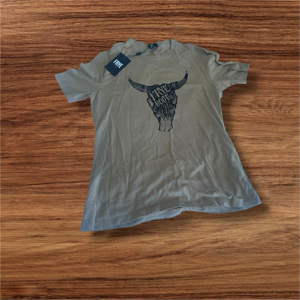 Frye Men's Short Sleeve Graphic Woven Tee Shirt Brown Size Medium NWT Cornstalk